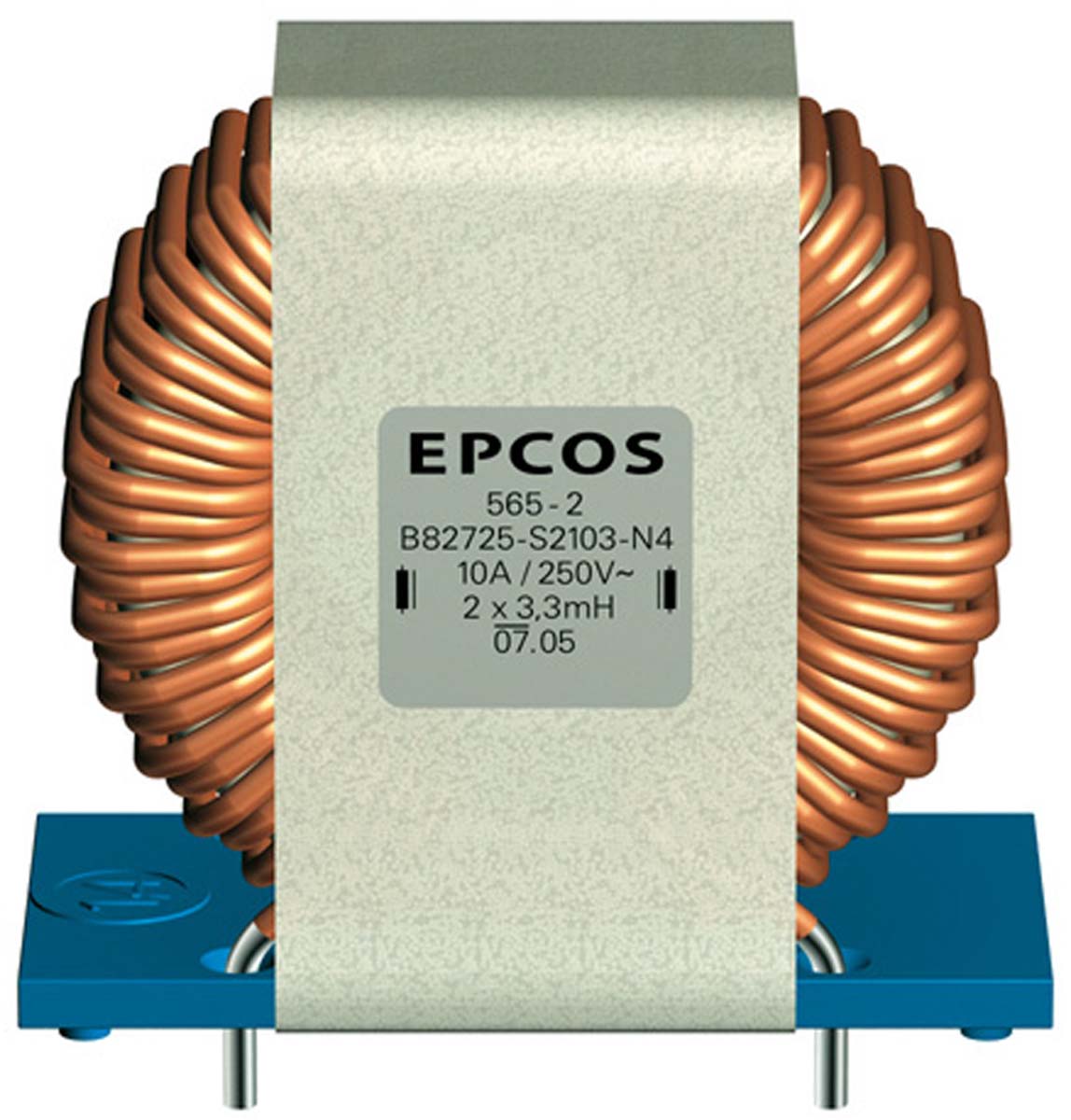 EPCOS 2.8 mH ±30% Ferrite Power Line Choke, Max SRF:10kHz, 10A Idc, 12.5mΩ Rdc 250 V ac, B82725S