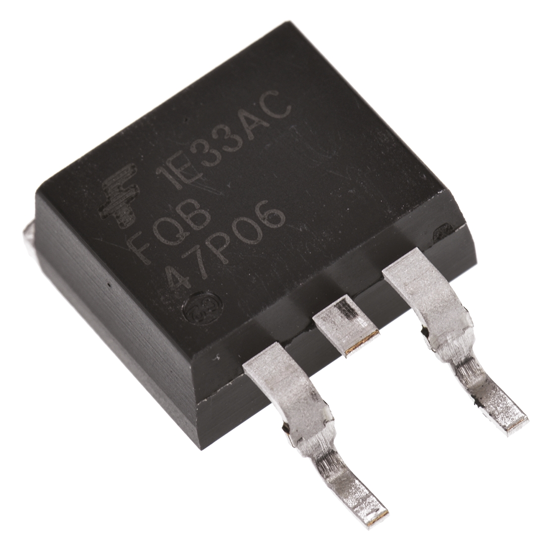 onsemi QFET Type P-Channel MOSFET, 47 A, 60 V Enhancement, 3-Pin TO-263 FQB47P06TM-AM002