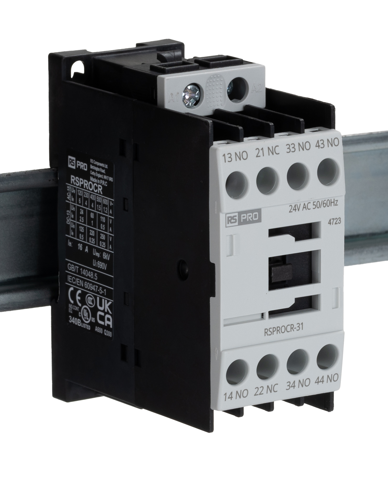 RS PRO Contactor, 24 V ac Coil, 1-Pole, 4 A 110 V, 3 NO/1 NC, 500V