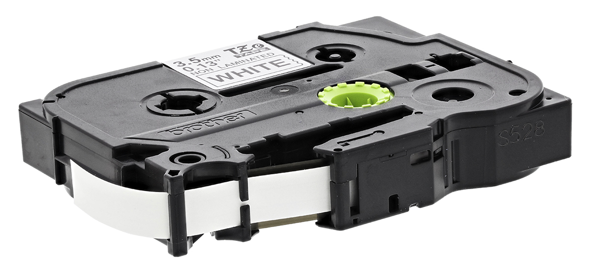 Brother Black on White Label Printer Tape, 8 m Length, 3.5 mm Width