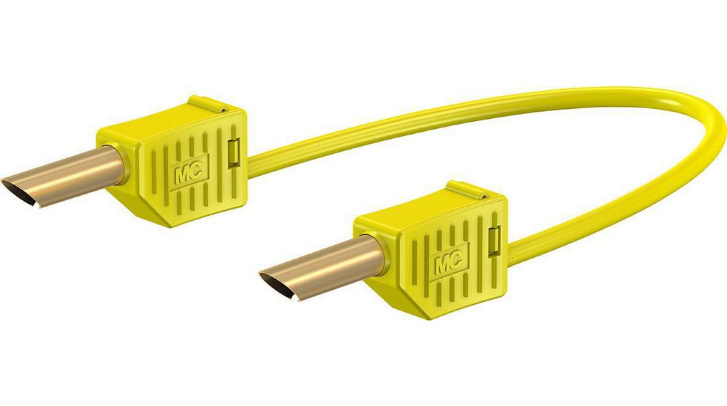 Staubli Test lead, 19A, 30 → 60V, Yellow, 25cm Lead Length