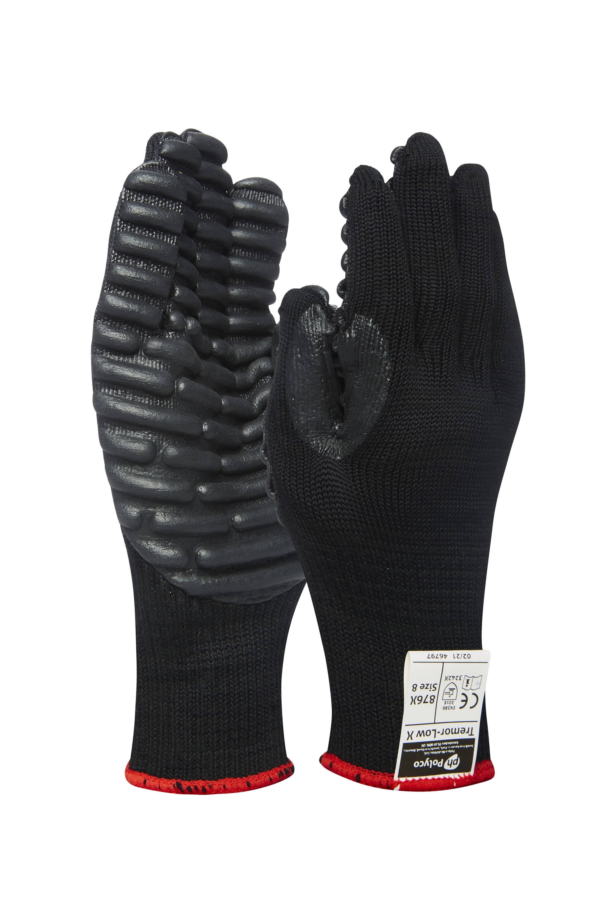 Polyco Healthline 876X Black Soft Knitted Seamless Liner Work Gloves, Size 8/10
