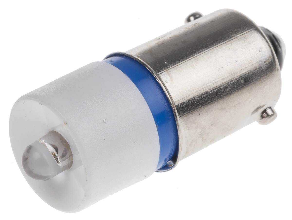 RS PRO Blue LED Indicator Lamp, 28V dc, BA9s Base, 10mm Diameter, 490mcd
