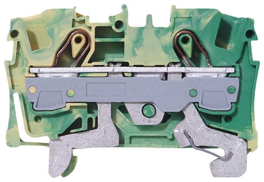 WAGO 2006-1207 TOPJOB S, 2006 Series Green/Yellow, 6mm², Single-Level, Push-In Cage Clamp Termination, ATEX, IECEx