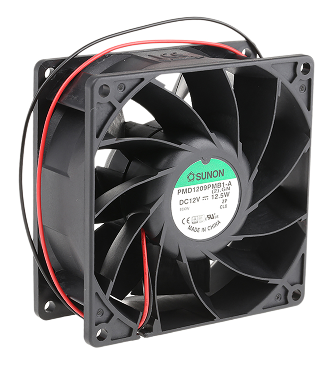 Sunon PMD Series Axial Fan, 12 V dc, DC Operation, 204.3m³/h, 12.5W, 1.04A Max, 92 x 92 x 38mm