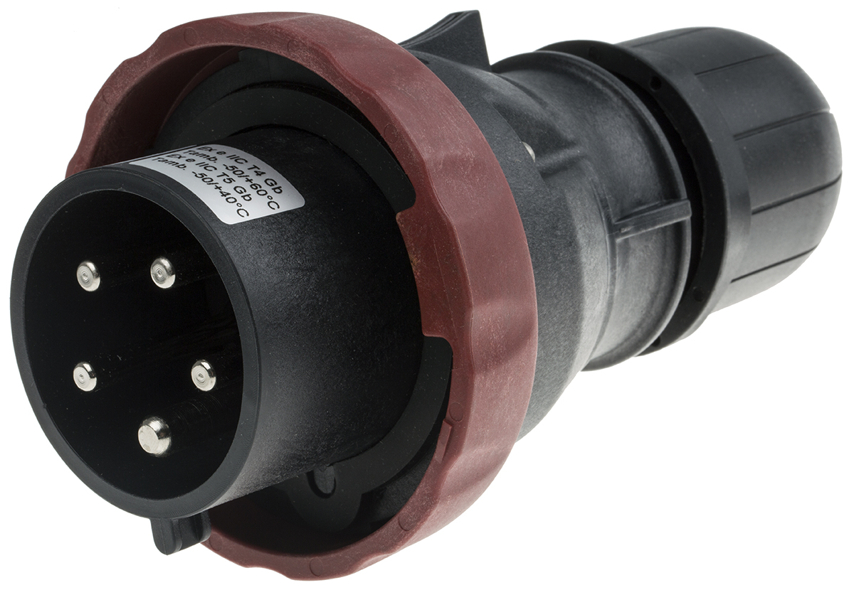 Scame IP66 Red Cable Mount 3P + N + E Power Connector Plug ATEX, IECEx, Rated At 32A, 346 → 415 V