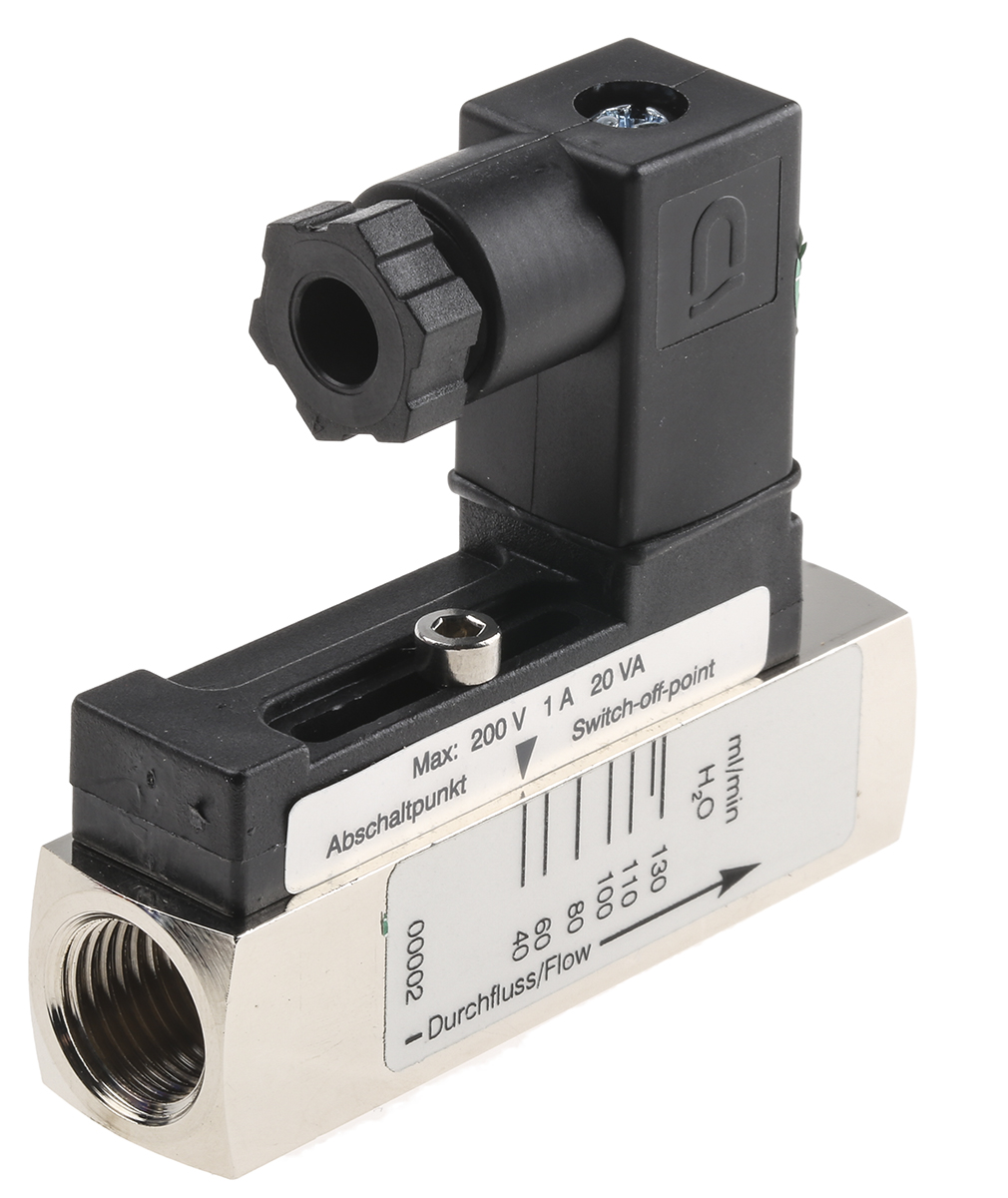 RS PRO Piston Inline Flow Switch for Liquid, 0.04 L/min Min, 0.13 L/min Max