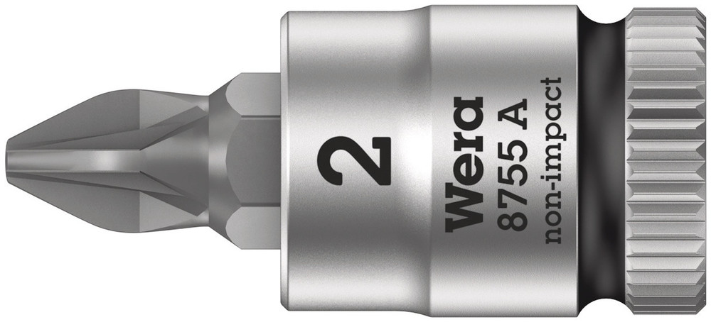 Wera 1/4 in Drive Bit Socket, Pozidriv Bit, PZ1, 100 mm Overall Length