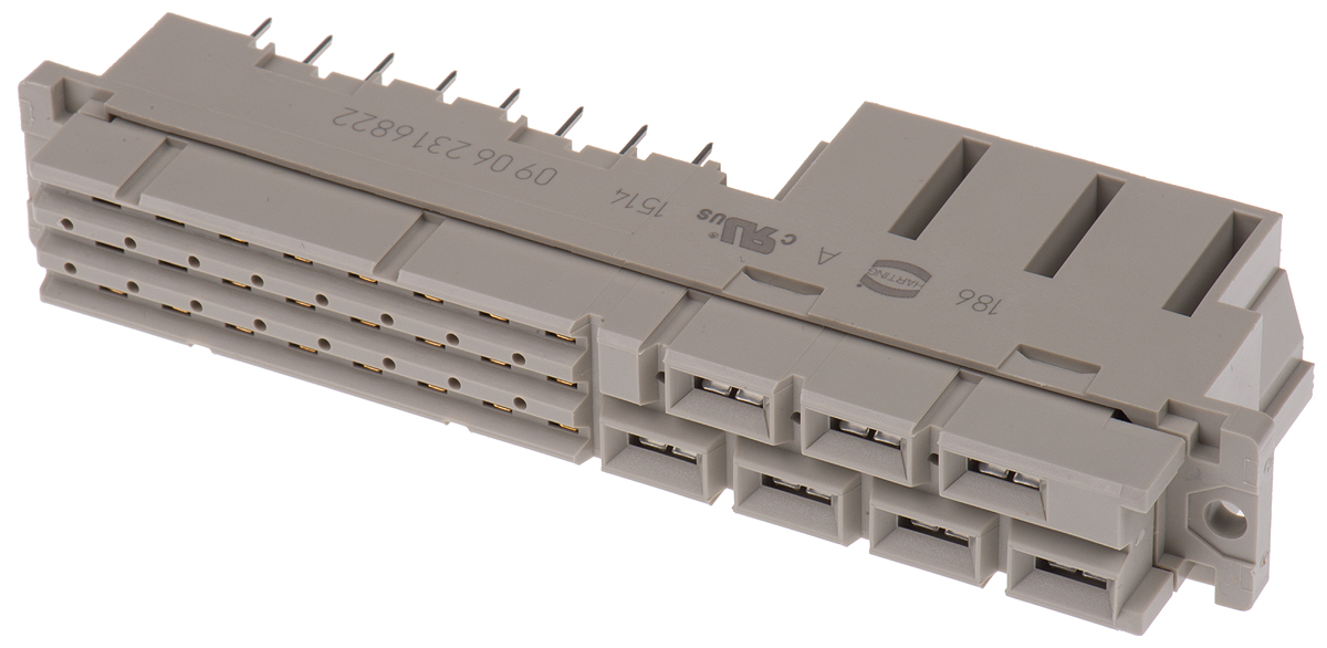 HARTING 09 06 24 + 7 Way 3.81 mm, 5.08 mm, 6.5 mm, 10.16 mm Pitch, Type MH Class C2, 2/3 Row, Straight DIN 41612