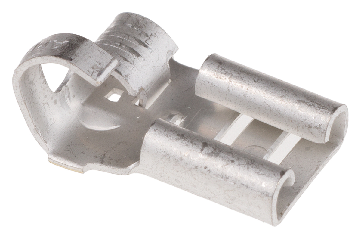 TE Connectivity FASTON .250 Uninsulated Female Spade Connector, Flag Terminal, 6.35 x 0.81mm Tab Size, 0.8mm² to 3mm²