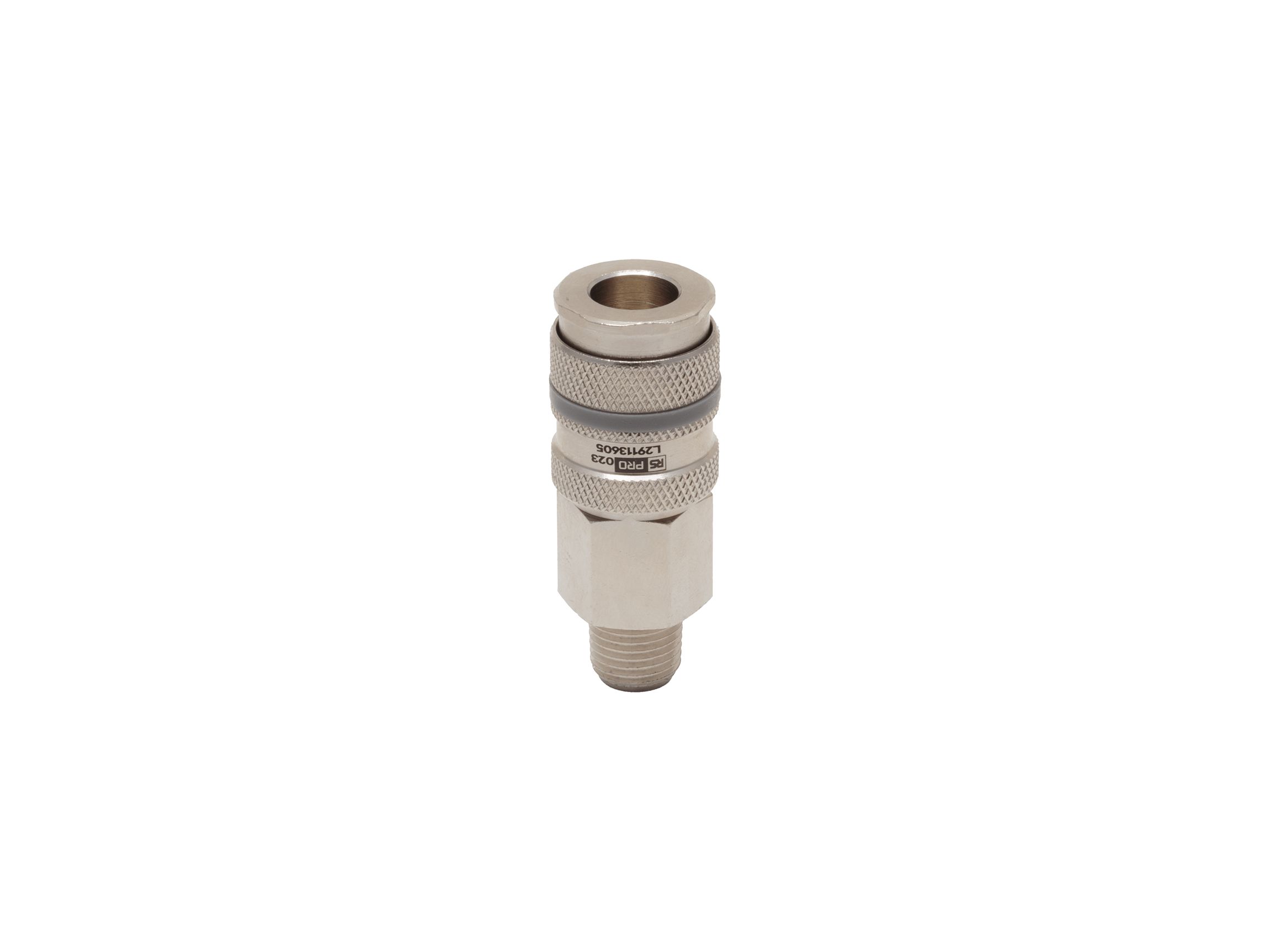 RS PRO Brass, Steel Female Pneumatic Quick Connect Coupling, BSPT 1/4 in Male Threaded