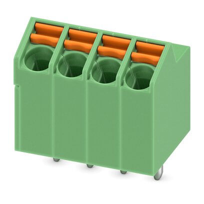 Phoenix Contact 5, SPTA 1/ 4-3 Series PCB Terminal Block, 4-Contact, 3.5mm Pitch, Solder Mount, 1-Row, Push In Spring