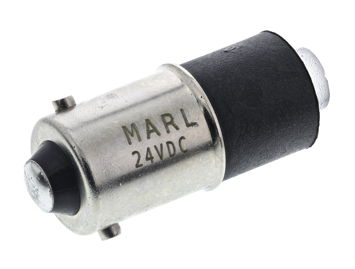 Marl Red LED Indicator Lamp, 24V dc, BA9s Base, 4.9mm Diameter, 2750mcd