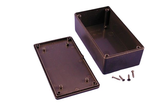 Hammond 1591 Series Black ABS Enclosure, IP54, Black Lid, 119 x 66 x 36mm
