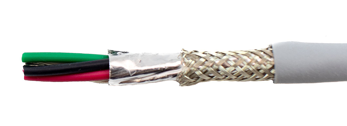 Alpha Wire Ecogen Ecocable Mini Control Cable, 4 Cores, 0.24 mm² 24 AWG, Screened, 30 m, Grey Modified Polyphenylene