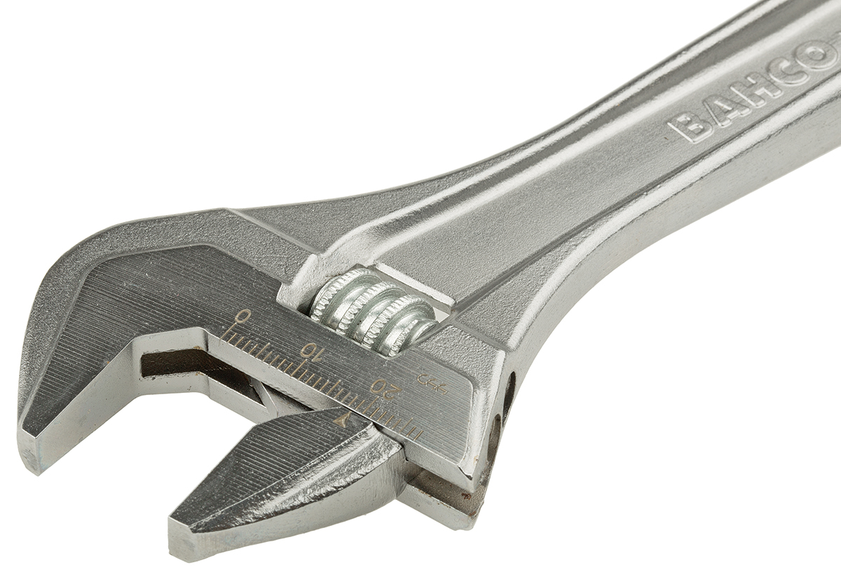 Bahco Adjustable Spanner, 205 mm Overall, 27mm Jaw Capacity, Metal Handle