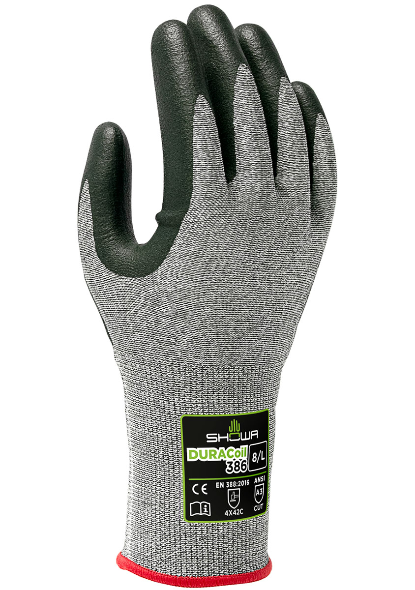 Showa 386 Grey High Performance Polyethylene, Polyester Work Gloves, Size 9, Nitrile Foam Coating