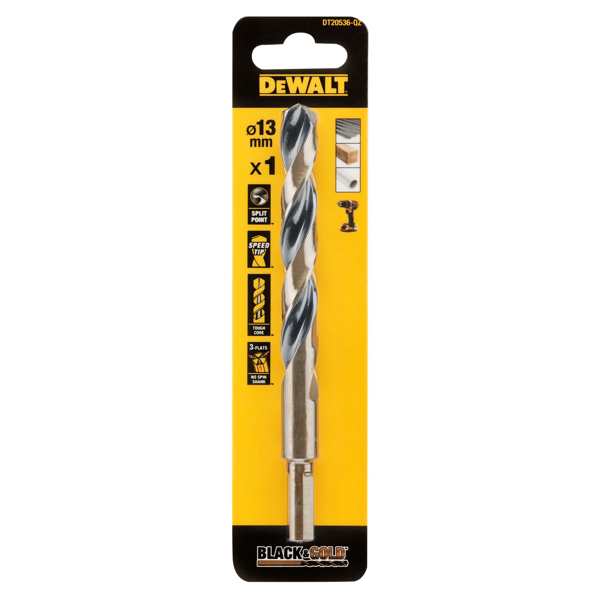 DeWALT DT205 Series HSS Twist Drill Bit for Metal, 13mm Diameter