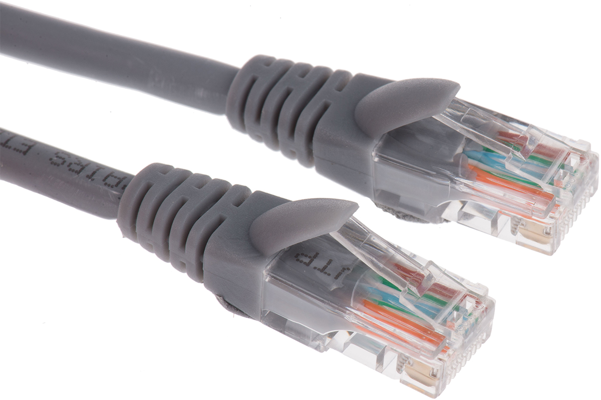 RS PRO, 0.5m Cat5e, Grey RJ45 to Male RJ45 Male, U/UTP Unshielded, Terminated LSZH Sheath