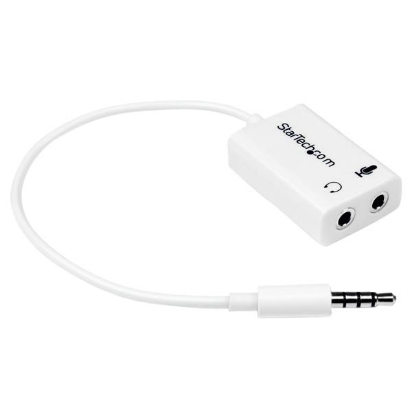 StarTech.com Male 3.5mm Stereo Jack to Female 3.5mm Stereo Jack x 2 Aux Cable, White, 150mm MUYHSMFFADW