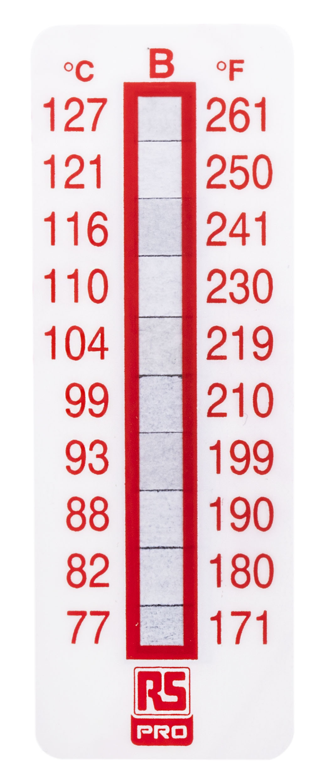 RS PRO Non-Reversible Temperature Sensitive Label, 77°C to 127°C, 10 Levels