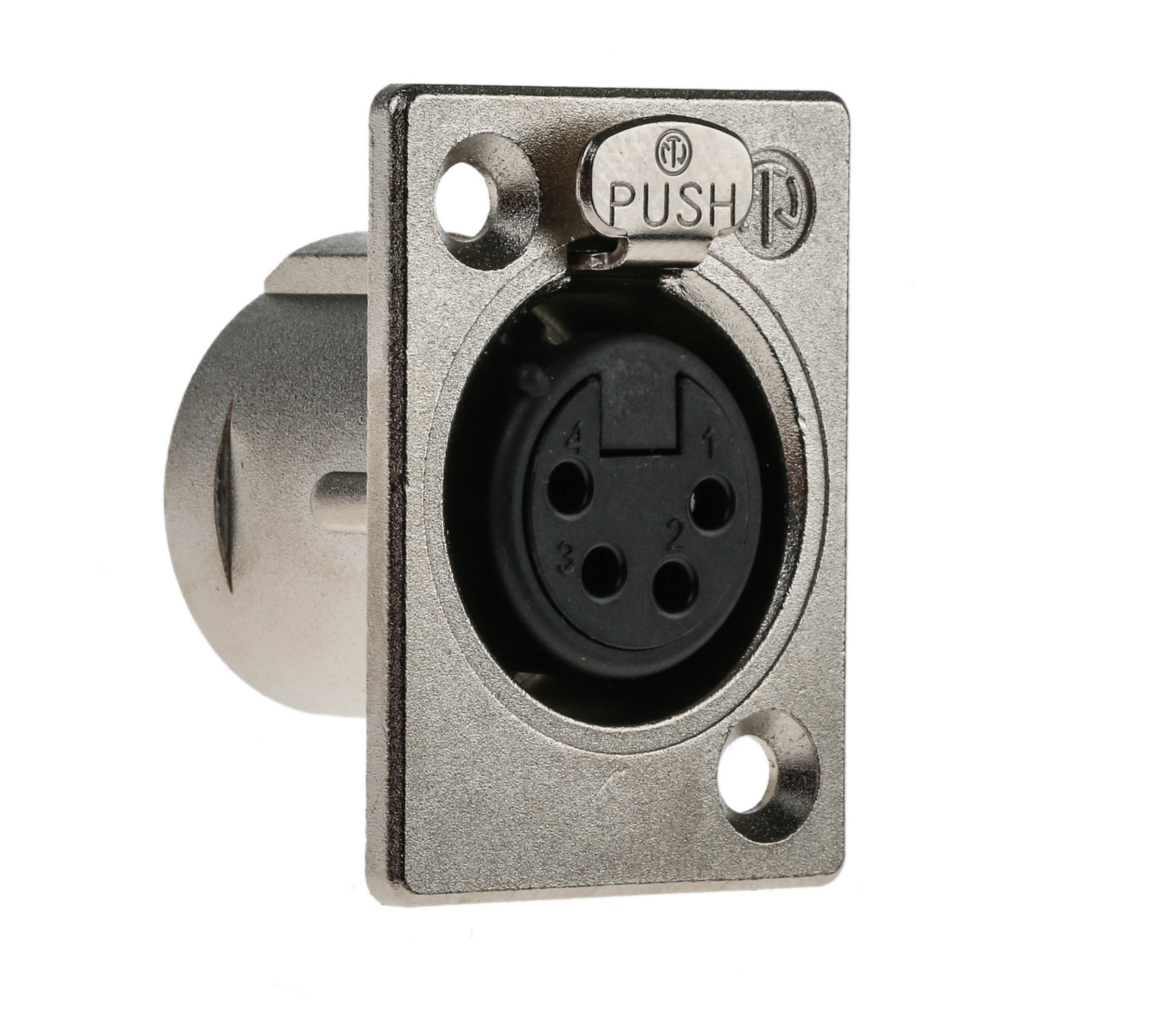 Neutrik Panel Mount XLR Connector, Female, 50 V, 4 Way, Silver over Nickel Plating