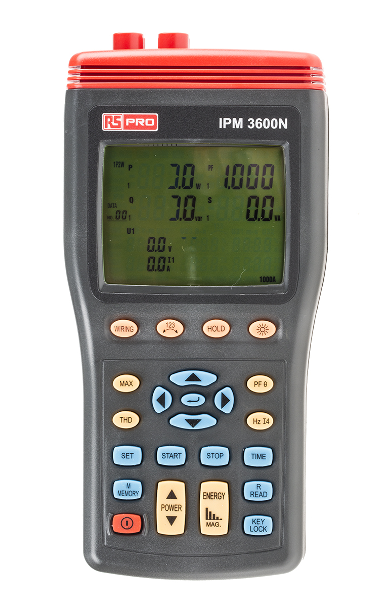 RS PRO IPM3600N Power Quality Analyser, 3-Phase, 999.9A Max, 999.9V Max