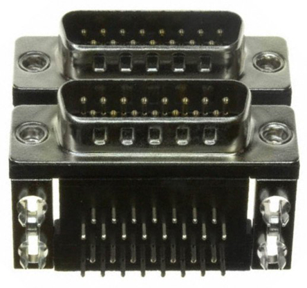 Norcomp 189 15 Way Right Angle Through Hole D-sub Connector Male/Male, 2.769mm Pitch, with 4-40 Hex Standoff, Fork