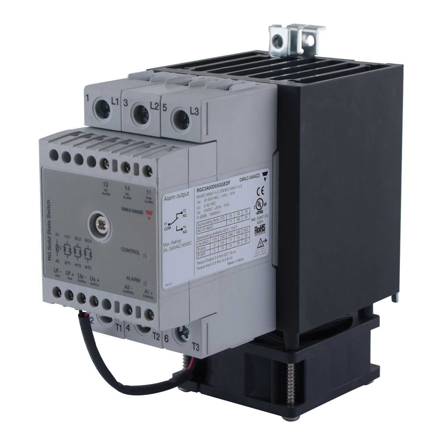 Carlo Gavazzi RGC Series Solid State Relay, 65 A Load, DIN Rail Mount, 660 V ac/dc Load, 275 V ac/dc Control