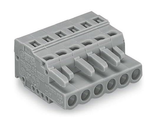 WAGO 231 Series PCB Terminal, 6-Contact, 5mm Pitch, Cable Mount, 1-Row, Cage Clamp Termination
