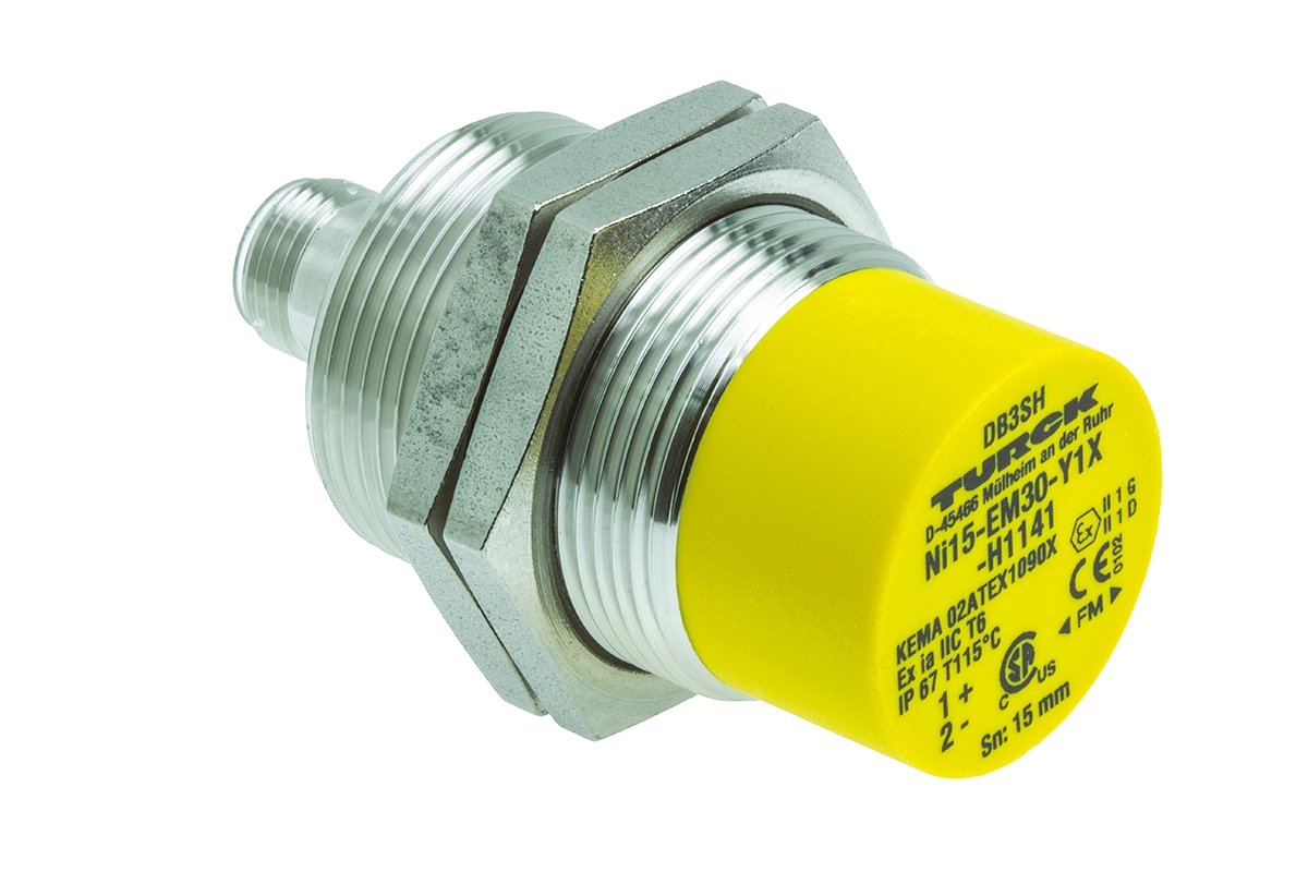 Turck Inductive Threaded Barrel Proximity Sensor, M30, 15 mm Detection, NAMUR, 8.2 V dc