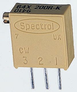 Vishay 64X Series 19 (Electrical), 22 (Mechanical)-Turn Through Hole Trimmer Resistor with Pin Terminations, 500Ω ±10%