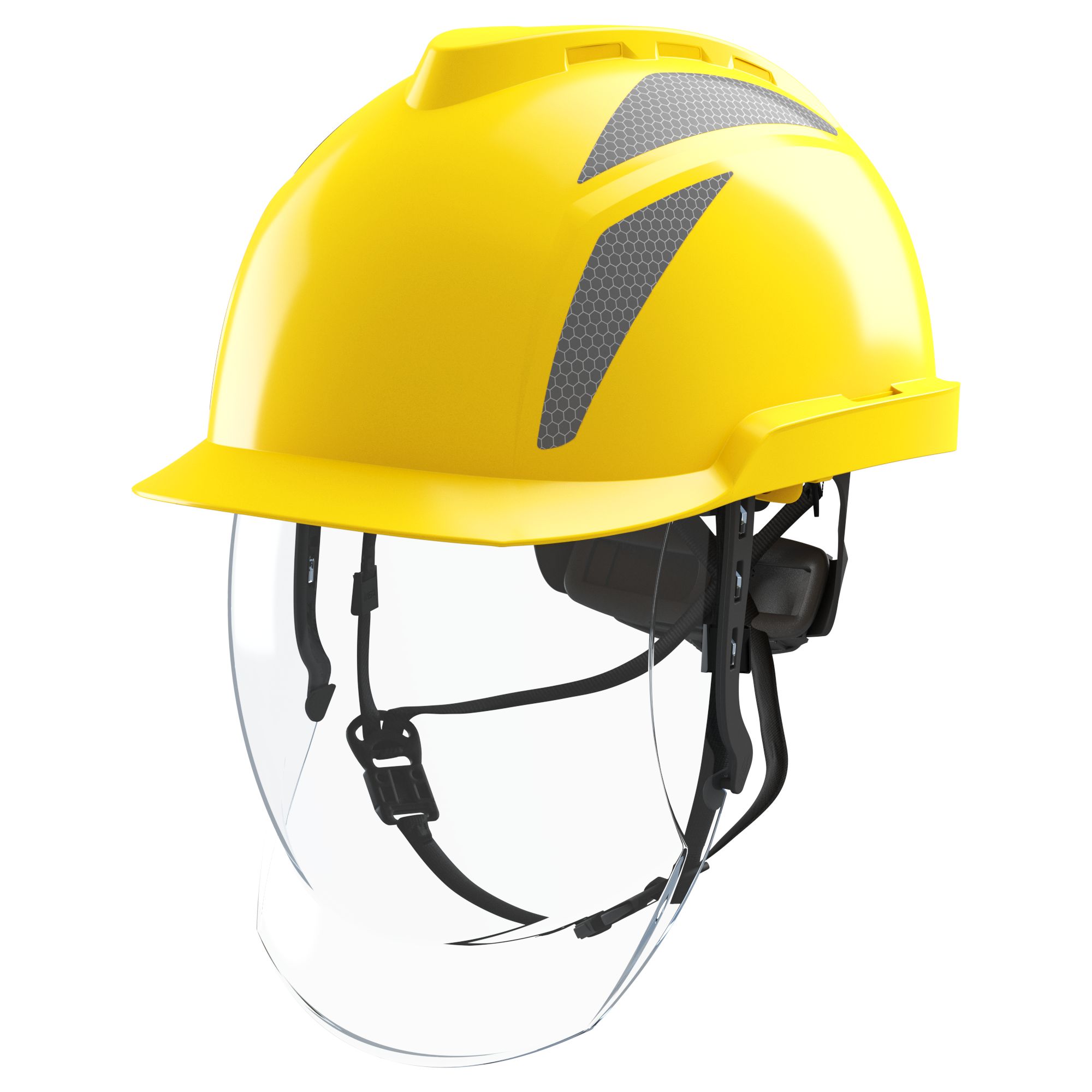 MSA Safety V-Gard 950 Class 1 Yellow Safety Helmet with Chin Strap, Adjustable