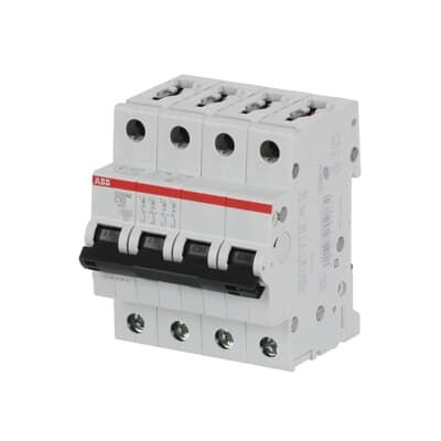 ABB System Pro M Compact S200M MCB, 4P, 10A Curve C, 400V AC, 125V DC, 15 kA Breaking Capacity