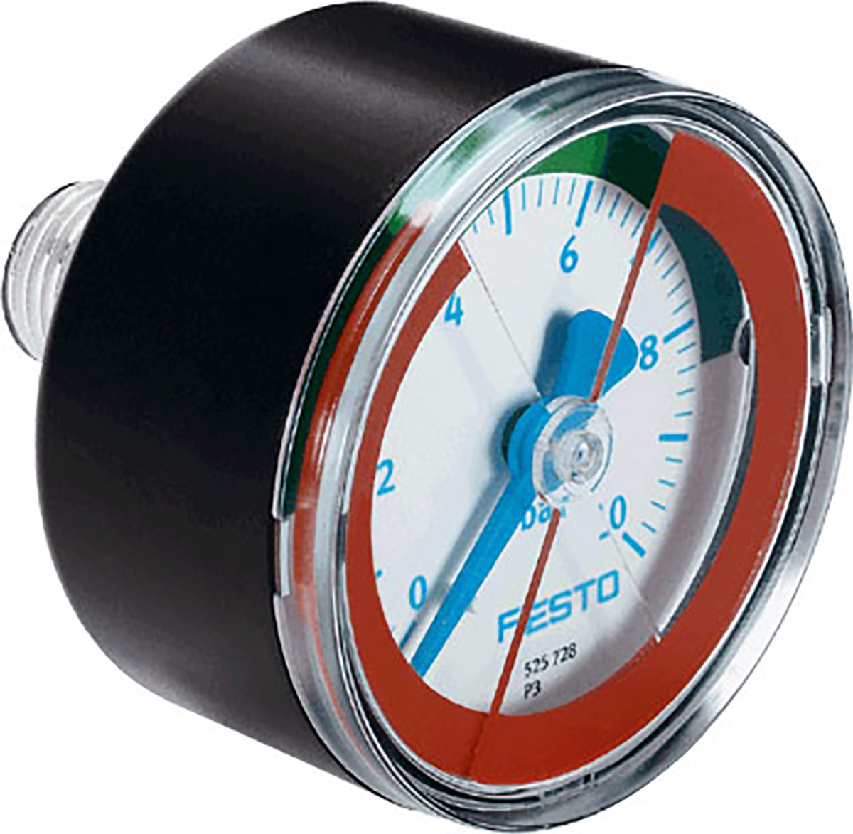Festo Analogue Pressure Gauge 10bar Back Entry 39mm Outside Diameter, With RS Calibration