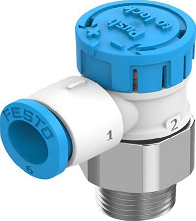 Festo Rotary Knob Exhaust Air One-way Flow Control Pneumatic Manual Control Valve VFOE Series, R 1/8, 1/8in, VFOE-LE-T