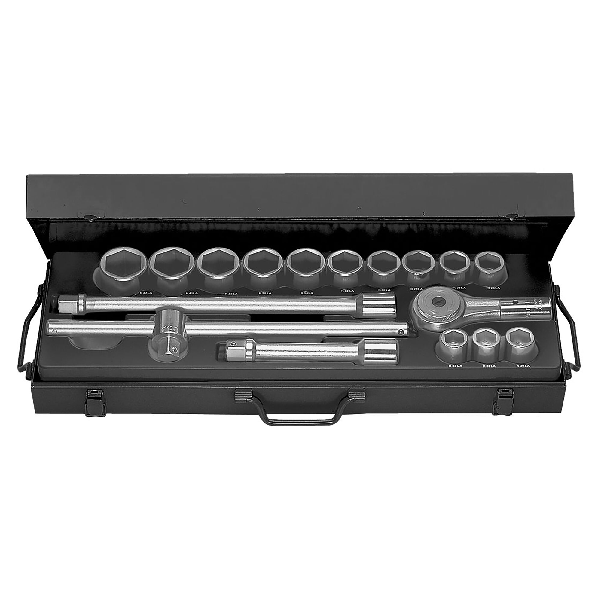 Facom 14-Piece Metric 3/4 in Deep Socket Set with Ratchet, 6 point