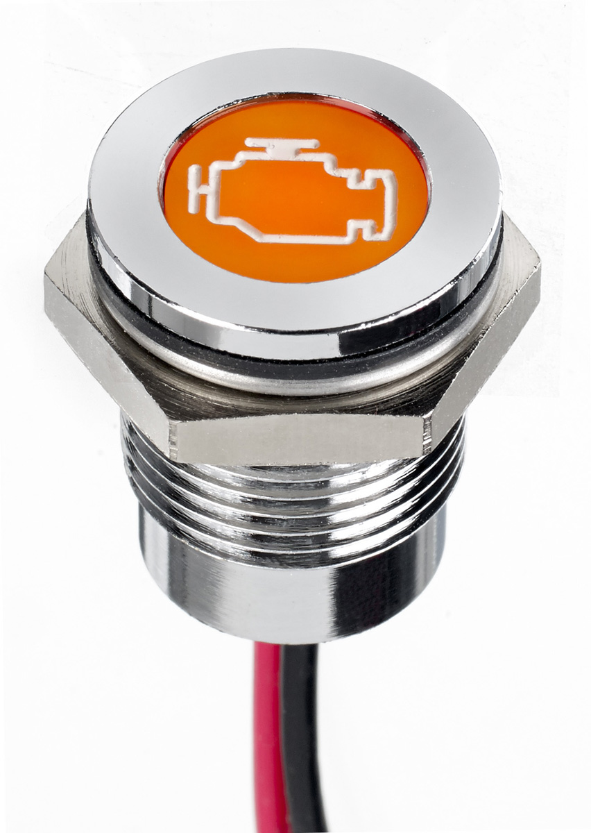 APEM Orange Panel Mount Indicator, 12V dc, 14mm Mounting Hole Size, Lead Wires Termination, IP67