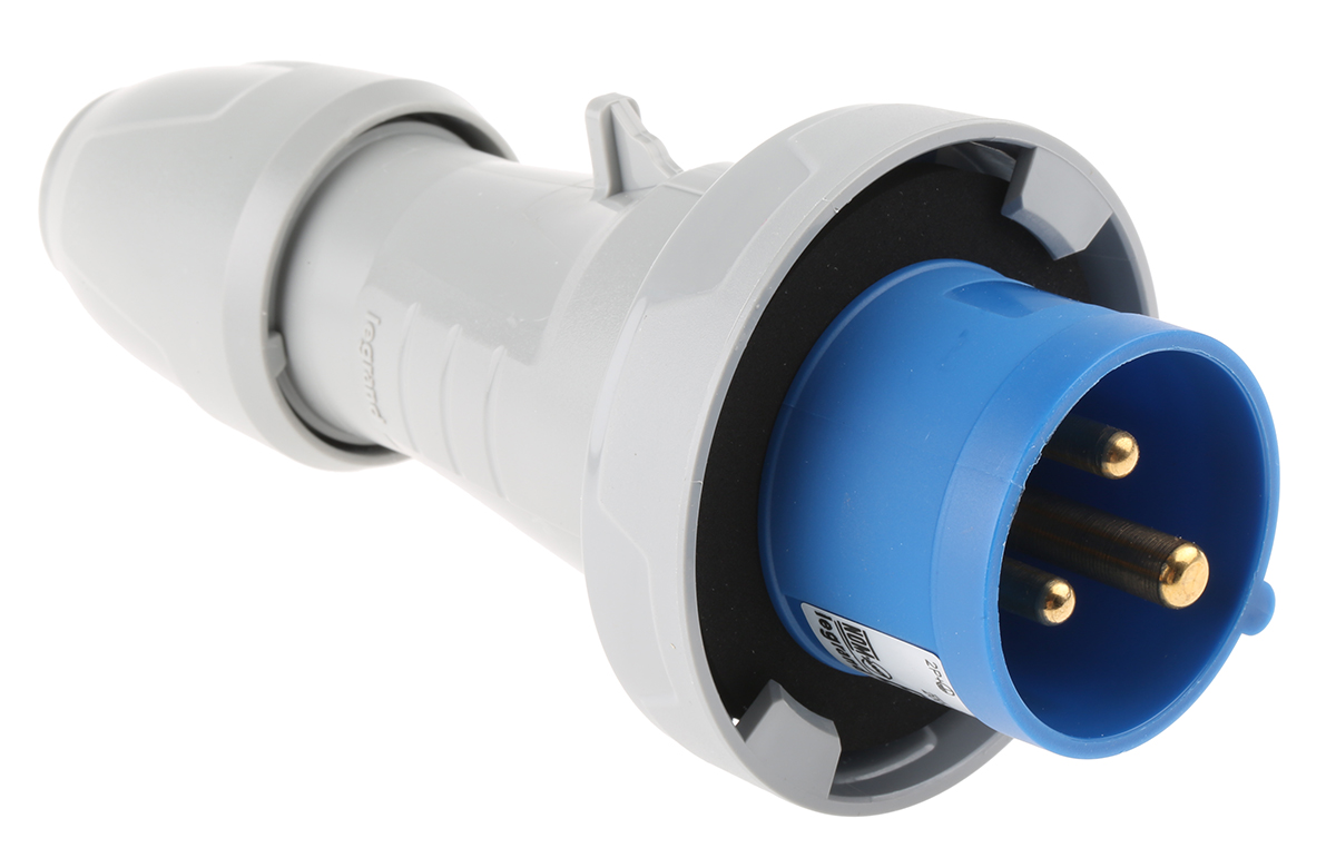 Legrand, P17 Tempra Pro IP66, IP67 Blue Cable Mount 2P + E Industrial Power Plug, Rated At 16A, 230 V