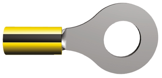 TE Connectivity, PLASTI-GRIP Insulated Ring Terminal, M10 Stud Size, 1mm² to 2.6mm² Wire Size, Black, Yellow