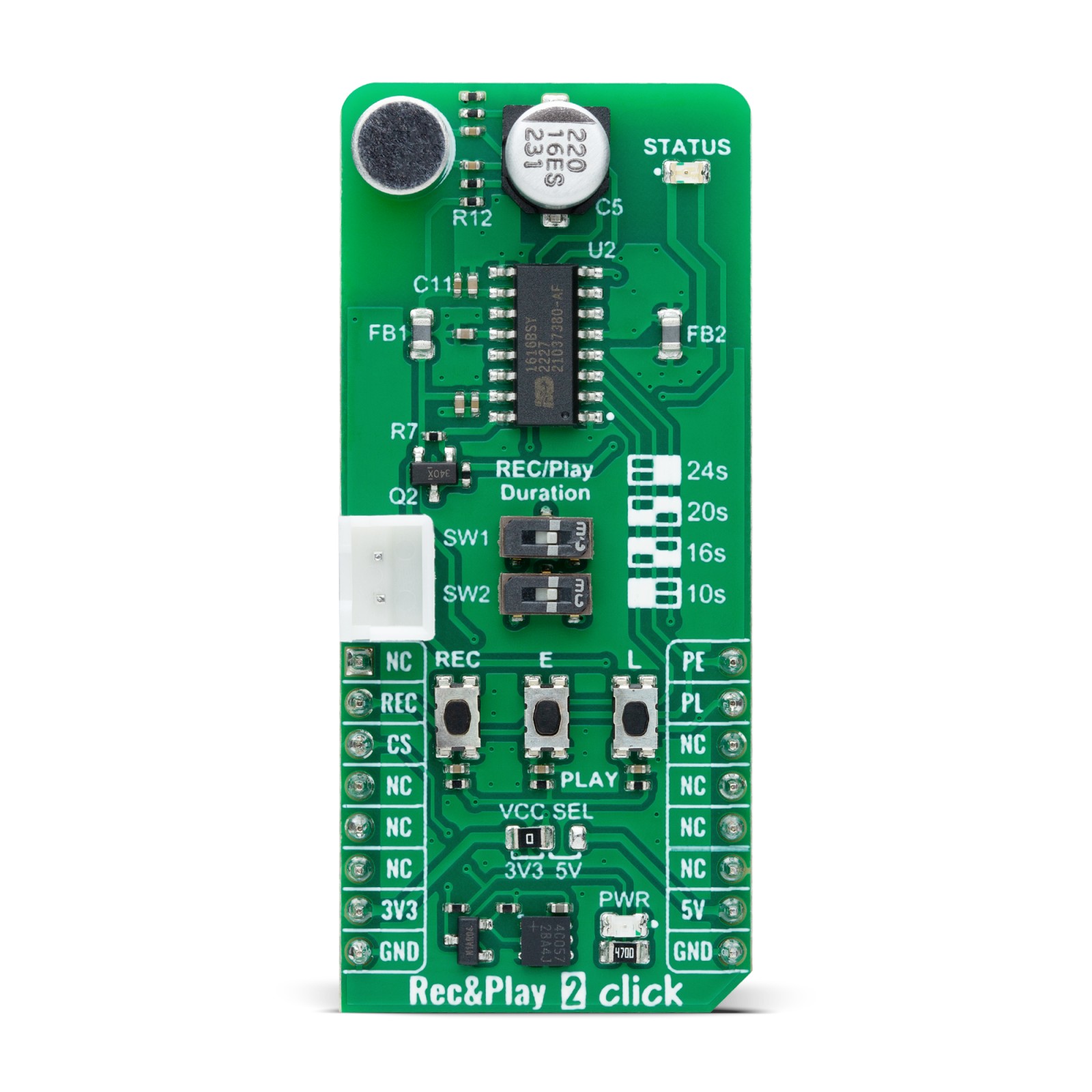 MikroElektronika MIKROE-6167 Single Message Voice Record And Playback IC From Nuvoton Development Module Signal