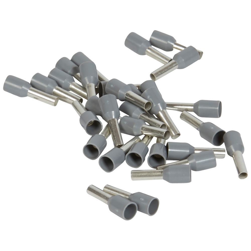 Legrand, 0377 Insulated Ferrule, 8mm Pin Length, 2.6mm Pin Diameter, Grey