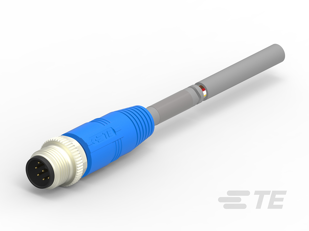 TE Connectivity Male 8 way M12 to 8 way Free End Sensor Actuator Cable, 5000 mm