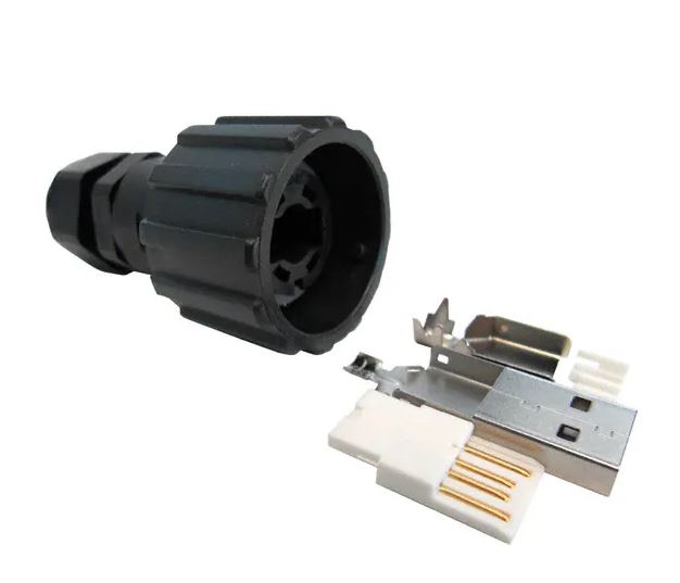 CONEC Straight, Cable Mount, Plug- Single Port Type A 2.0 IP67 USB Connector