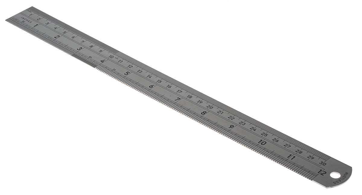 CK 300mm Stainless Steel Imperial, Metric Ruler, With UKAS Calibration
