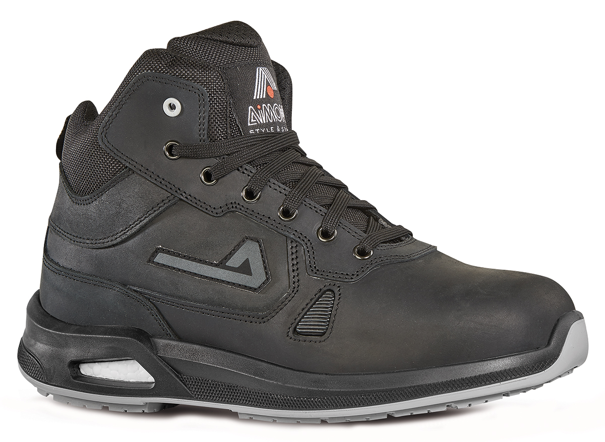 AIMONT VIGOREX Black ESD Safe Aluminium Toe Capped Unisex Ankle Safety Boots, UK 10, EU 44