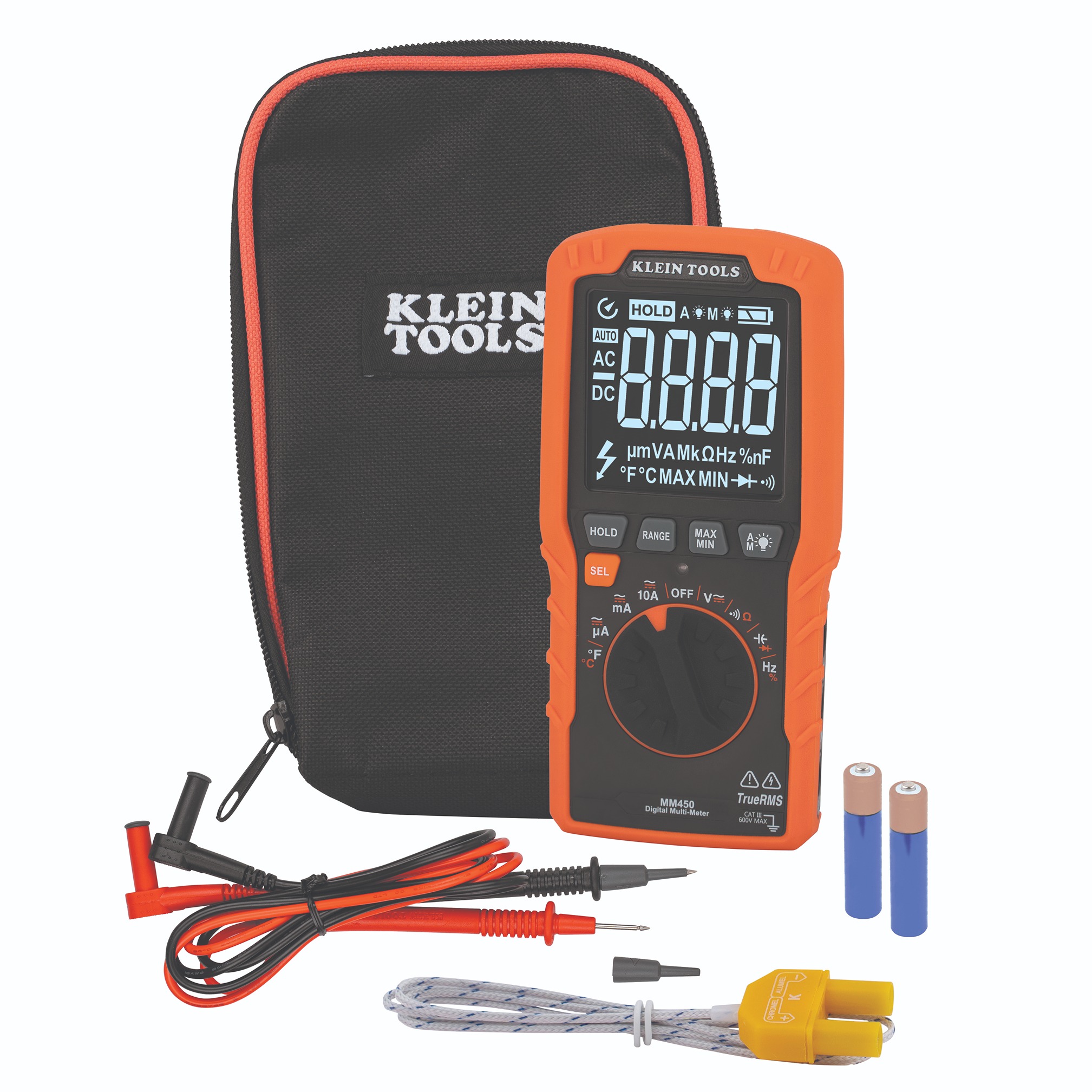 Klein Tools MM450 Handheld LCD Multimeter, 10A dc Max, 600V ac Max