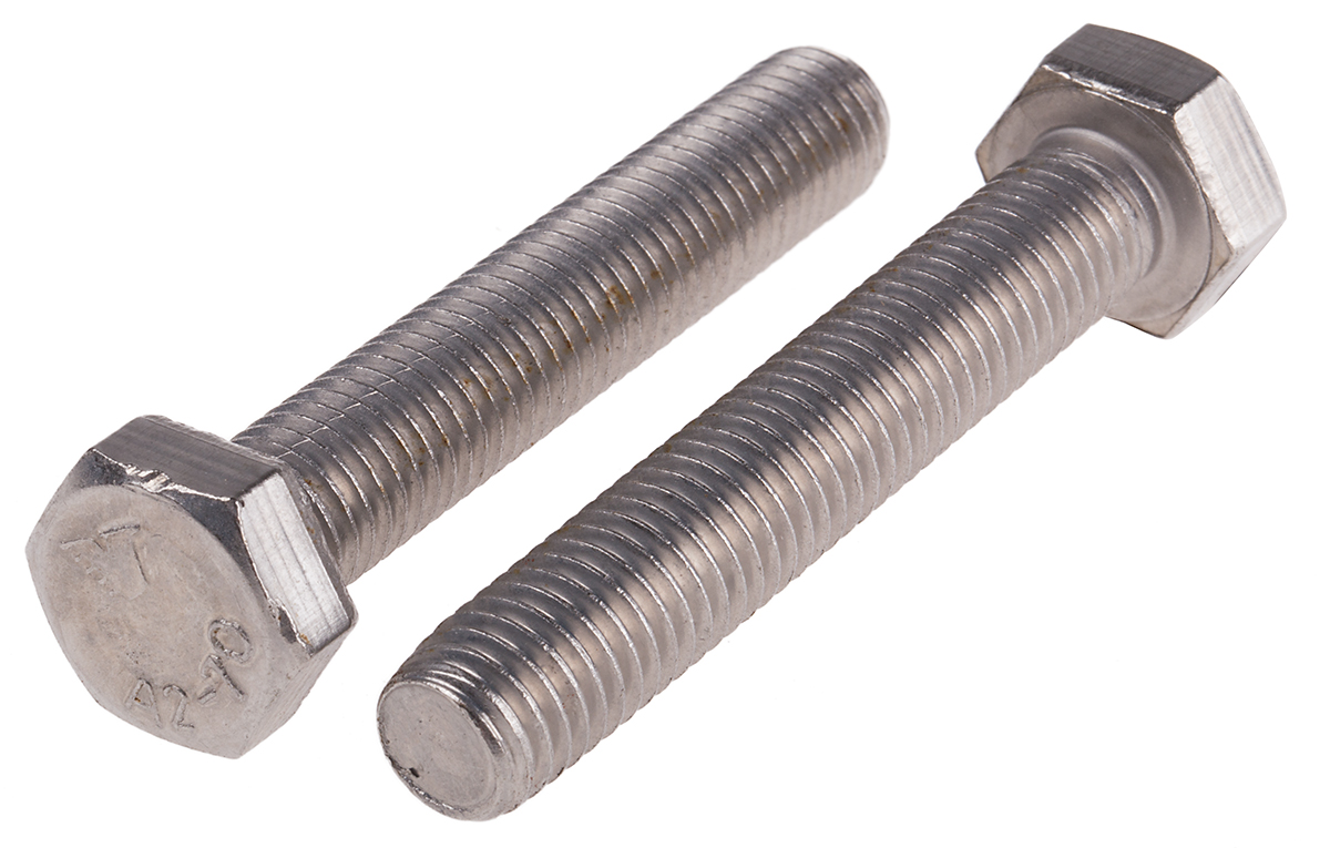 RS PRO Plain Stainless Steel, Hex Bolt, M12 x 70mm