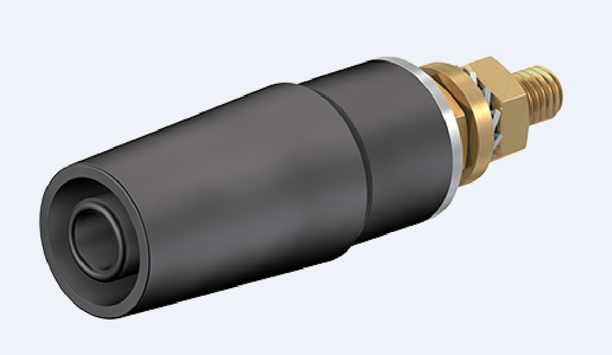 Staubli Black Female Banana Socket, 4 mm Connector, Bolt Termination, 32A, 600V, Gold Plating