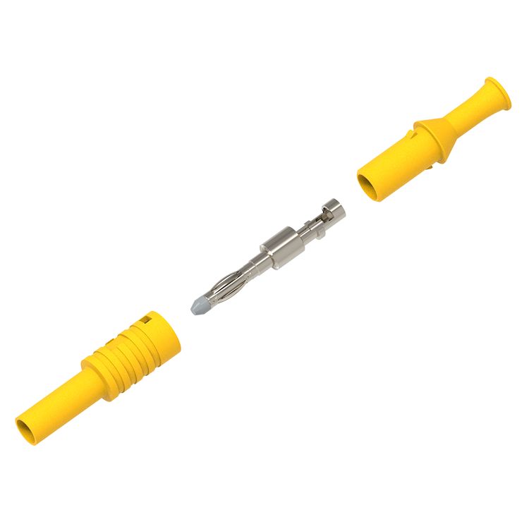 Electro PJP Yellow Male Banana Plug, 4 mm Connector, Solder Termination, 36A, 1kV, Nickel Plating